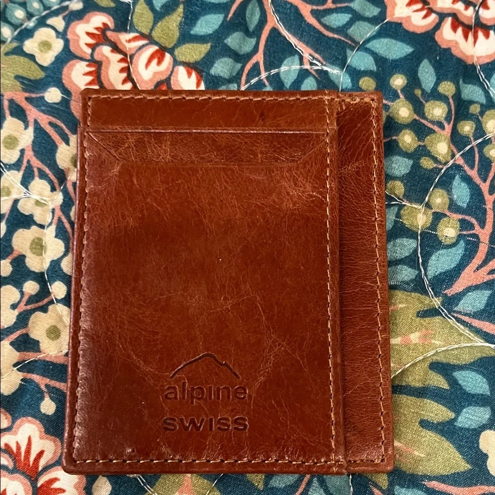 Alpine Swiss Rich Brown Leather Card Wallet